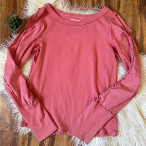 Free People Daisy Chain Cuff Long Sleeve Thermal Tee Pink